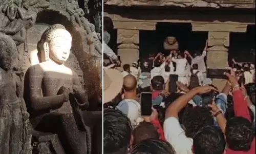 सूर्य रश्मियों से जगमगा उठा भगवान बुद्ध का मुखमंडल, एलोरा की गुफाओं में दिखा स्थापत्य और खगोल विज्ञान का अद्भुत संगम