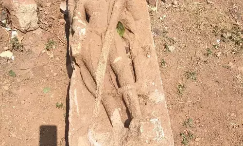 चंद्रपुर के भद्रावती में जिला परिषद स्कूल के निर्माण कार्य में खुदाई के दौरान मिली प्राचीन मूर्ति