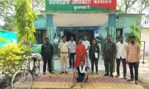 जंगल में आग लगाने वाले को वनविभाग ने रंगेहाथों दबोचा