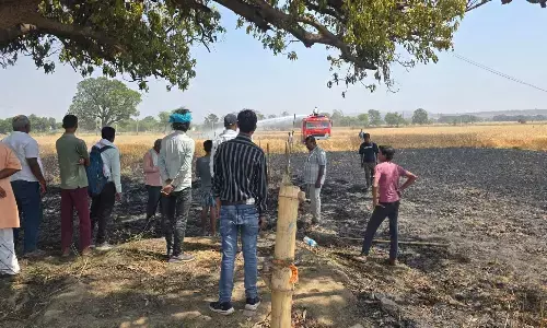 नादन-देहात थाना क्षेत्र अंतर्गत आग भड़कने से खेत में खड़ी फसल खाक