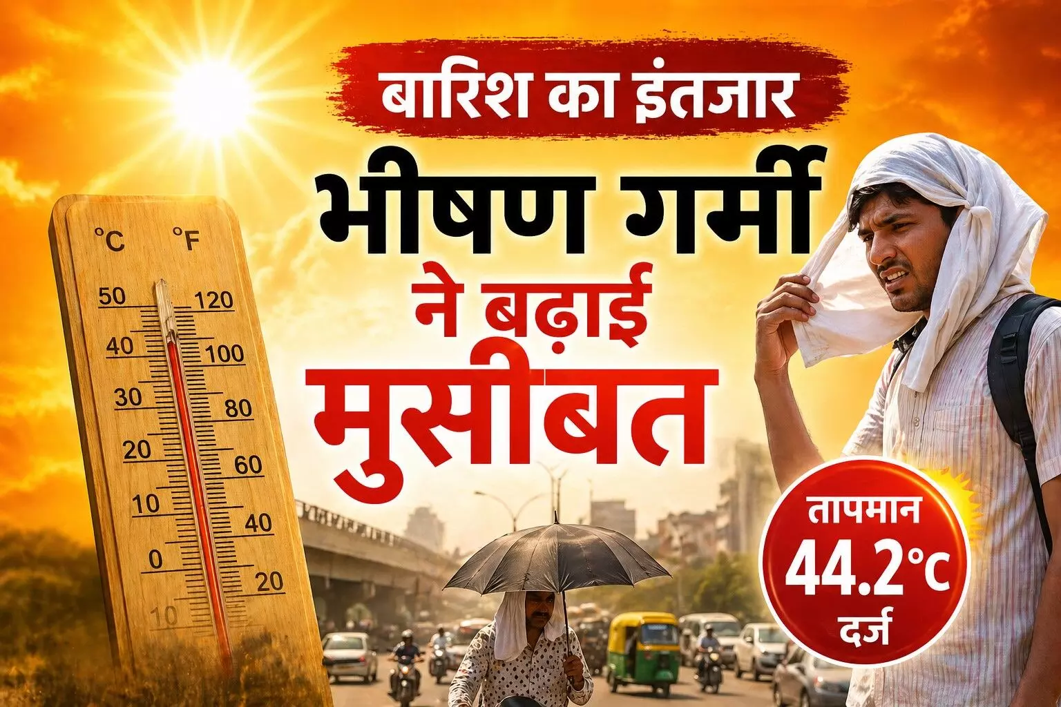 पूर्वानुमान हुआ फेल, नहीं आई बारिश, गर्मी बरकरार- अधिकतम तापमान 44.2 डिग्री सेल्सियस