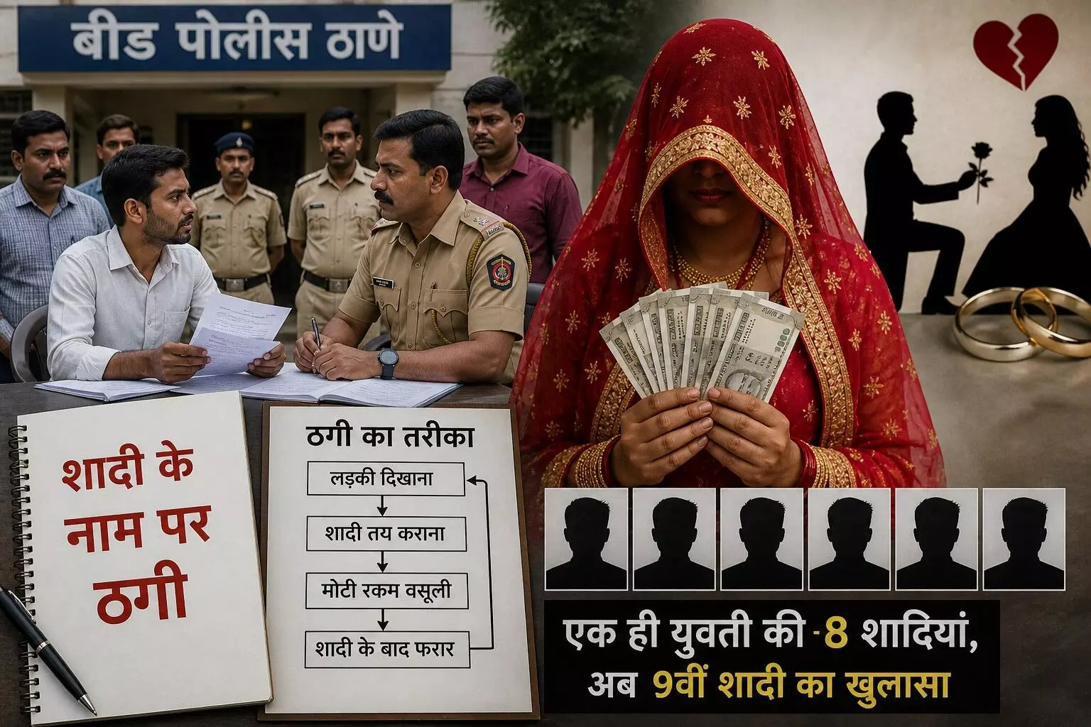 युवती ने आठ शादियां कर दिया ठगी को अंजाम, नौवीं शादी के बाद हुआ भांडाफोड़ - बड़े गैंग की कारगुजारी !