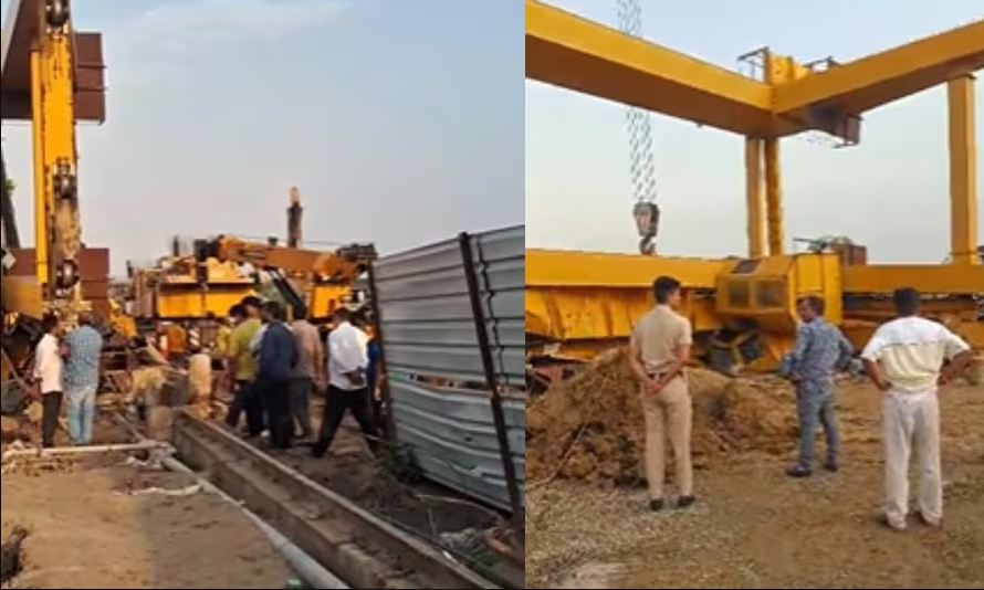 फ़रीदाबाद के जेवर एक्सप्रेसवे पर बड़ा हादसा, फ्लाईओवर निर्माण के दौरान पलटी क्रेन, कई मजदूर दबे, एक की मौत