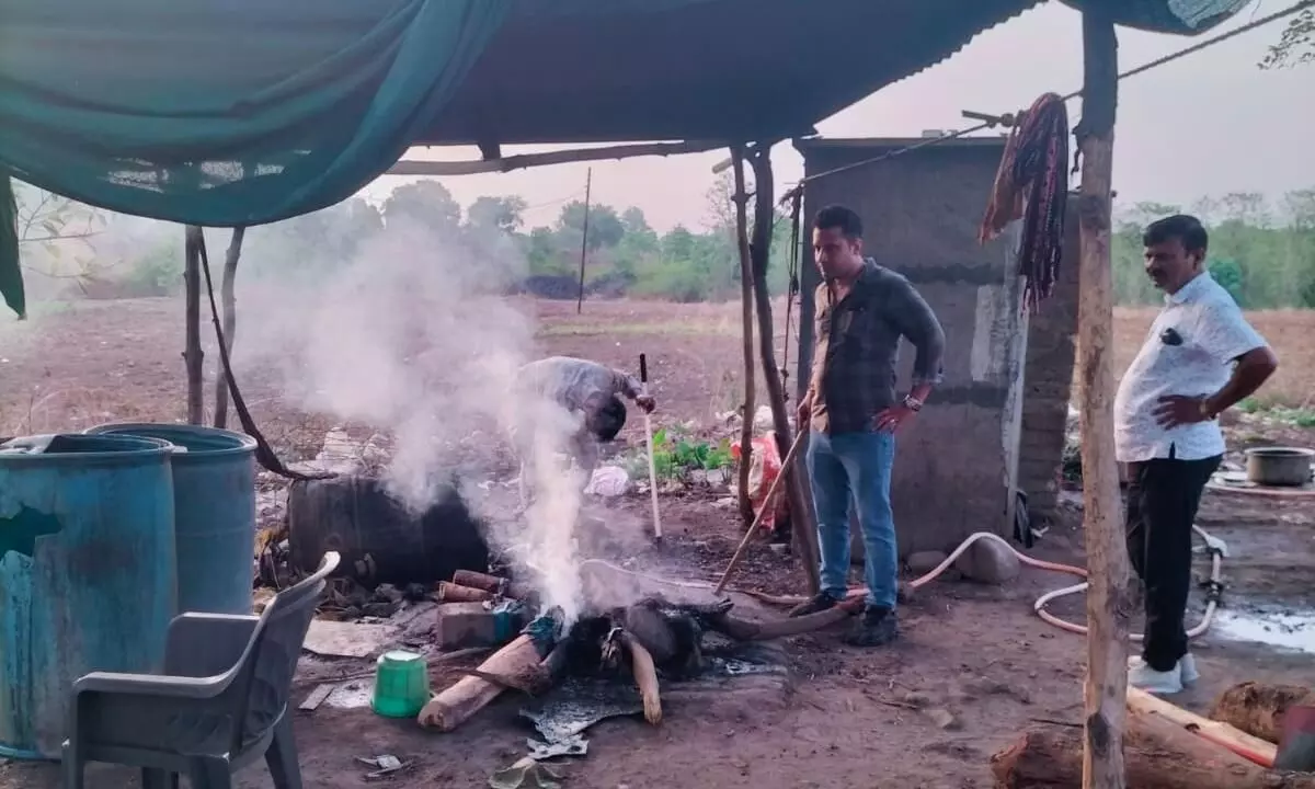 महुआ शराब की अवैध भट्टियों पर क्राइम ब्रांच ने मारा छापा महुआ शराब की अवैध भट्टियों पर क्राइम ब्रांच ने मारा छापा
