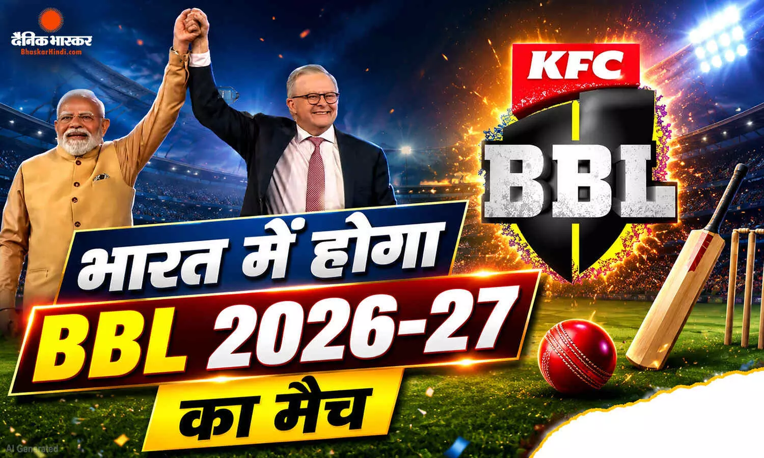 चेन्नई में खेला जाएगा BBL-16 का पहला मैच, स्टीव वॉ संग मेलबर्न क्रिकेट ग्राउंड से पीएम मोदी ने किया ऐलान चेन्नई में खेला जाएगा BBL-16 का पहला मैच, स्टीव वॉ संग मेलबर्न क्रिकेट ग्राउंड से पीएम मोदी ने किया ऐलान