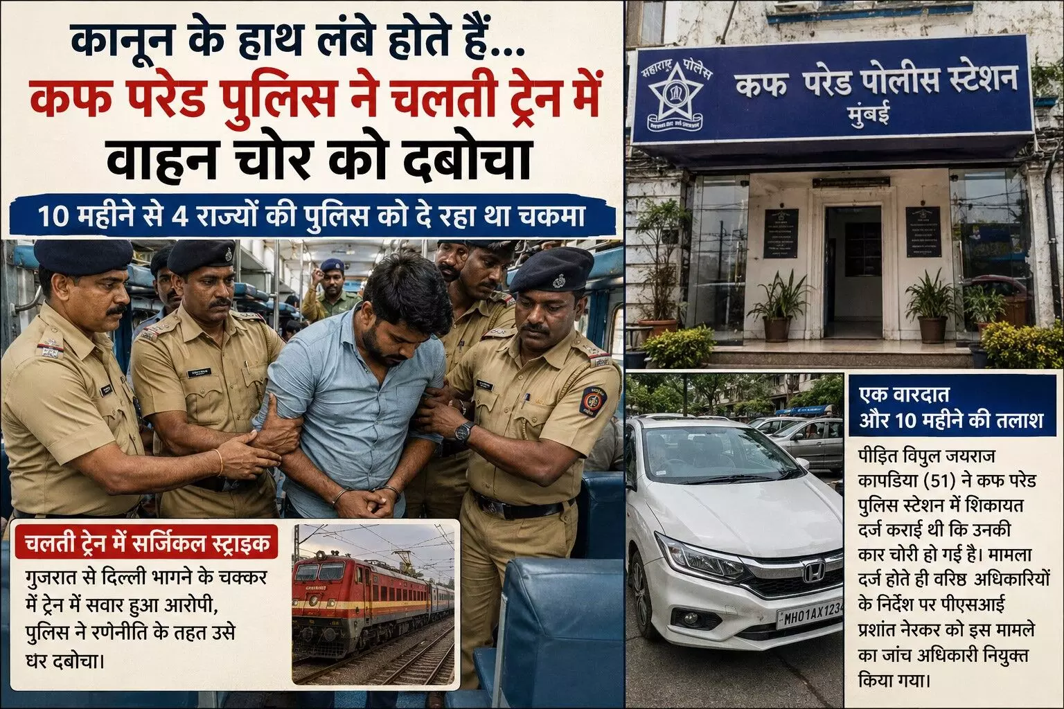 5 दिन की गुप्त घेराबंदी और चलती ट्रेन में मुंबई पुलिस की सर्जिकल स्ट्राइक, चार राज्यों में फैला लक्ज़री कार चोरी का गिरोह