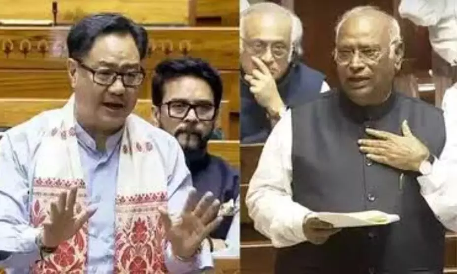 किरेन रिजिजू राज्यसभा में कांग्रेस पर बरसे, मल्लिकार्जुन खरगे ने इन बातों को किया खारिज