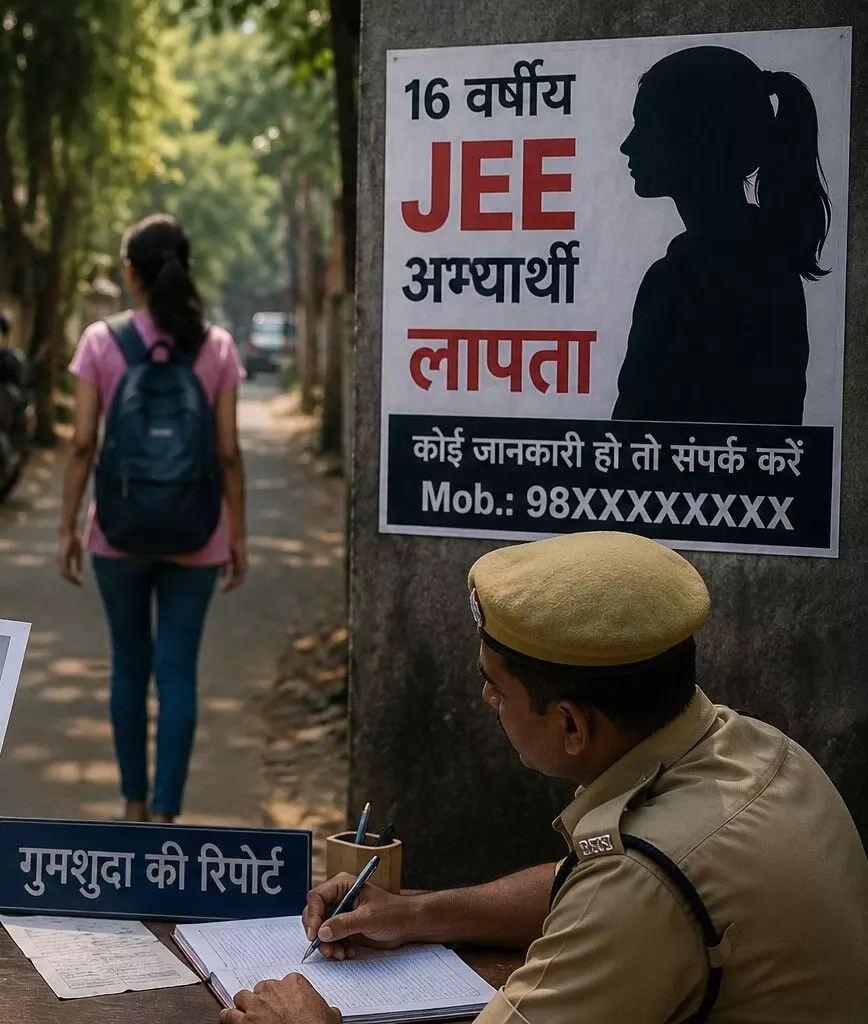 बेटी को पढ़ाई के लिए छोड़ काम पर निकले पिता और कोचिंग सेंटर से लापता हो गई जेईई की छात्रा - अपहरण का केस दर्ज बेटी को पढ़ाई के लिए छोड़ काम पर निकले पिता और कोचिंग सेंटर से लापता हो गई जेईई की छात्रा - अपहरण का केस दर्ज