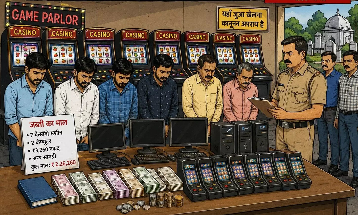 कब्रस्तान के पास गेम पार्लर में जुए का अड्डा, छह गिरफ्तार, सात कैसीनो मशीन, दो कंप्यूटर और नकदी समेत दो लाख का माल जब्त कब्रस्तान के पास गेम पार्लर में जुए का अड्डा, छह गिरफ्तार, सात कैसीनो मशीन, दो कंप्यूटर और नकदी समेत दो लाख का माल जब्त