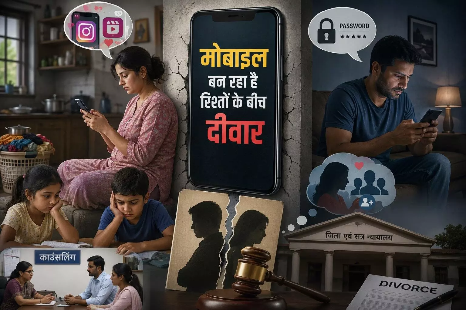पति पासवर्ड साझा करने को तैयार नहीं, तो पत्नी सोशल मीडिया पर नए दोस्तों में व्यस्त - दंपति के बीच मोबाइल बन रहा तलाक की वजह