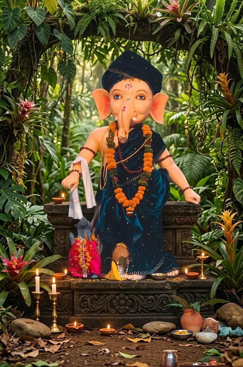 अनोखे रूप में दर्शन दे रहे तरहटी में स्थापित गजानन अनोखे रूप में दर्शन दे रहे तरहटी में स्थापित गजानन