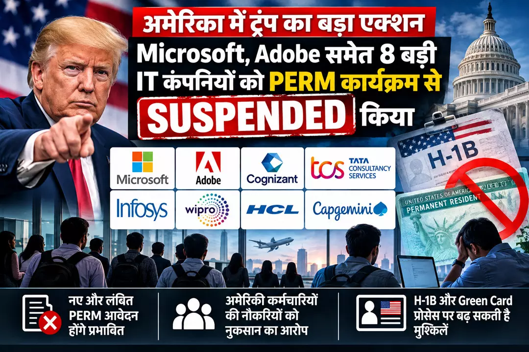 अमेरिका में भारतीय IT प्रोफेशनल्स को झटका, TCS-Infosys समेत 8 कंपनियों पर पर PERM बैन, भारतीय कर्मचारियों के Green Card पर असर