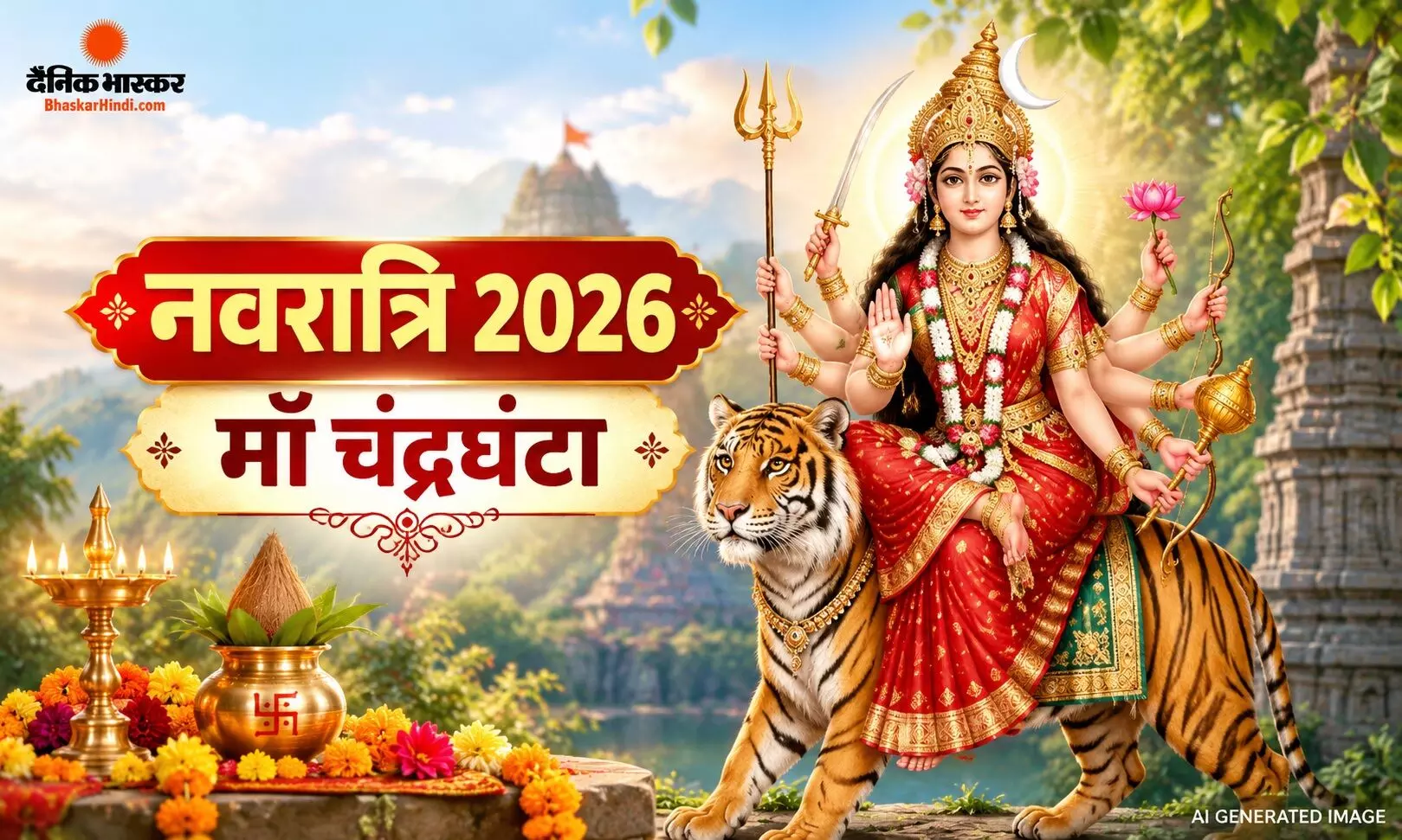 नवरात्रि के तीसरे दिन होती है मां चंद्रघंटा की पूजा, जानें स्वरूप, पूजा विधि, प्रिय भोग और मंत्र