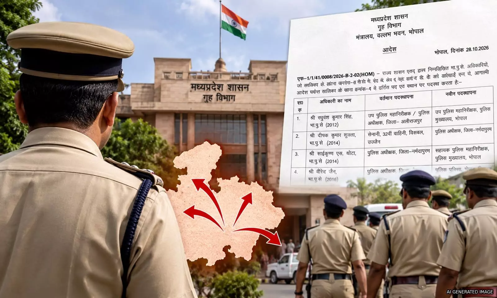 मध्य प्रदेश में आधी रात बड़ा फेरबदल, 12 IPS अफसरों के तबादले, 4 जिलों के SP भी बदले